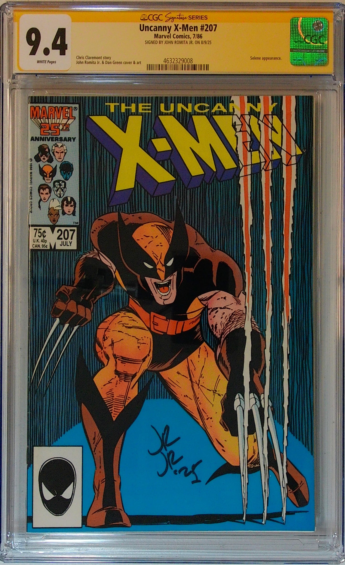 Uncanny X-Men Vol 1 #207 - CGC SS 9.4 - Signed by John Romita Jr.