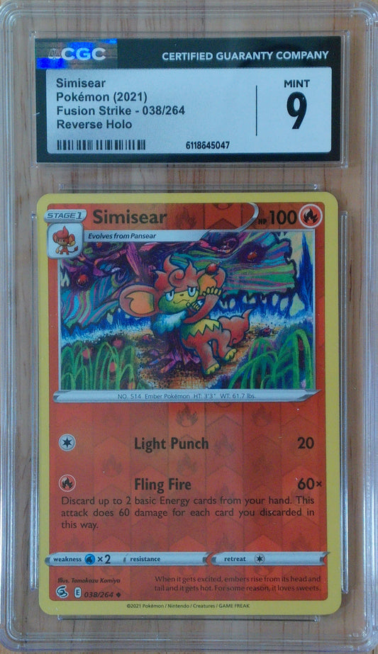Simisear #038/264 - Fusion Strike - CGC 9.0 - Reverse Holo