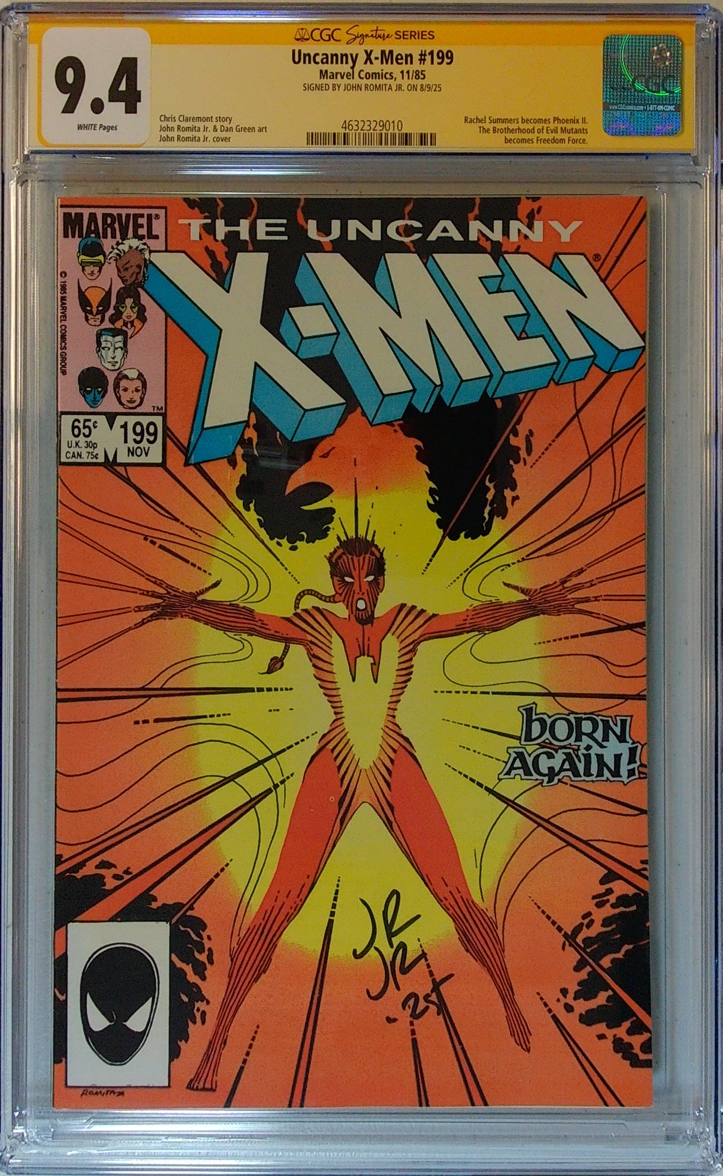 Uncanny X-Men Vol 1 #199 - CGC SS 9.4 - Signed by John Romita Jr