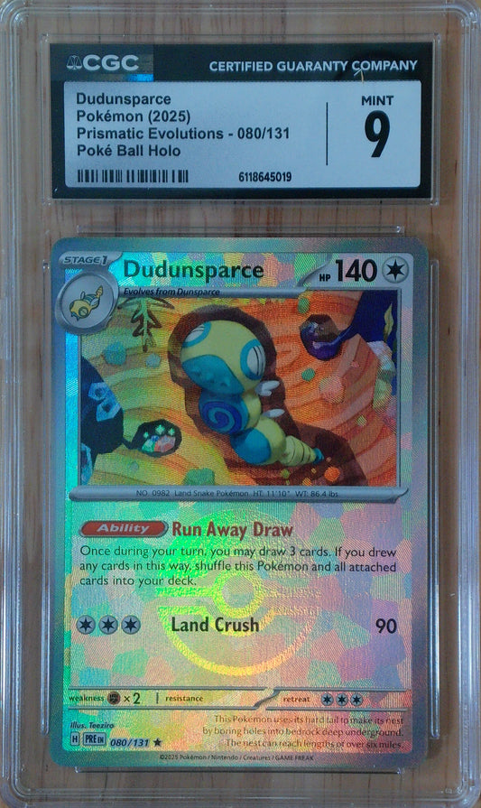 Dudunsparce #080/131 - Prismatic Evolutions - CGC 9.0 - Poke Ball Holo