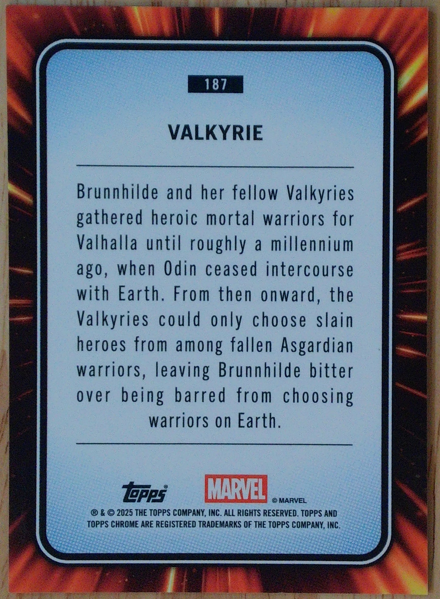 Topps Marvel Chrome Valkyrie #187 - Orange Lava 20/25