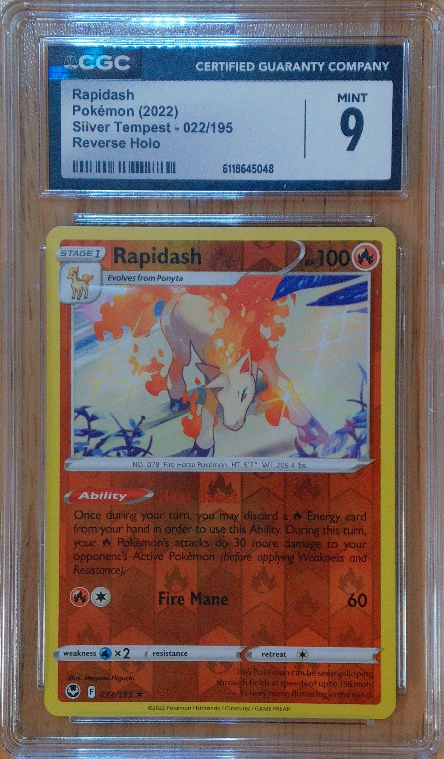 Rapidash #022/195 - Silver Tempest - CGC 9.0 - Reverse Holo