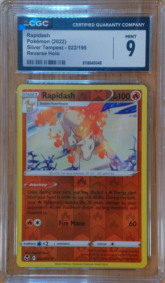 Rapidash #022/195 - Silver Tempest - CGC 9.0 - Reverse Holo