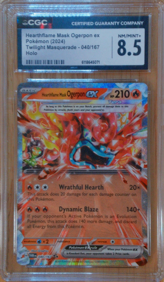 HearthFlame Mask Ogrepon Ex #040/167 - Twilight Masquerade - CGC 8.5 NM/Mint