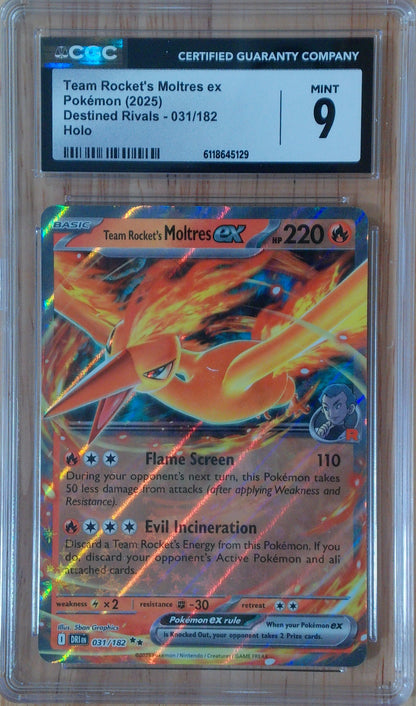 Team Rocket's Moltres Ex #031/182 - Destined Rivals - CGC 9.0 - Holo