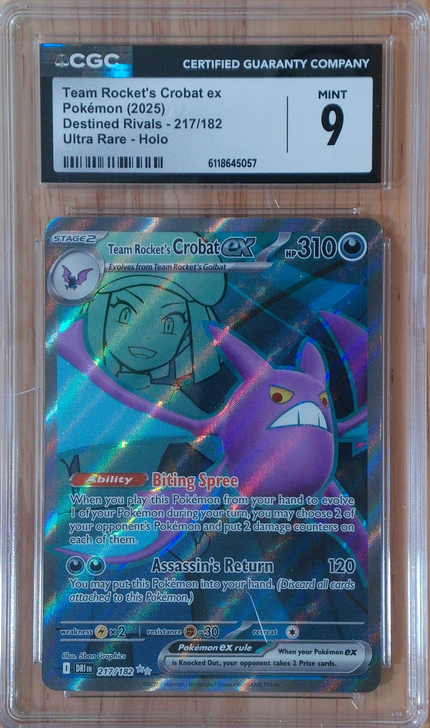 Team Rocket's Crobat Ex #217/182 - Destined Rivals - CGC 9.0 Mint - Ultra Rare - Holo