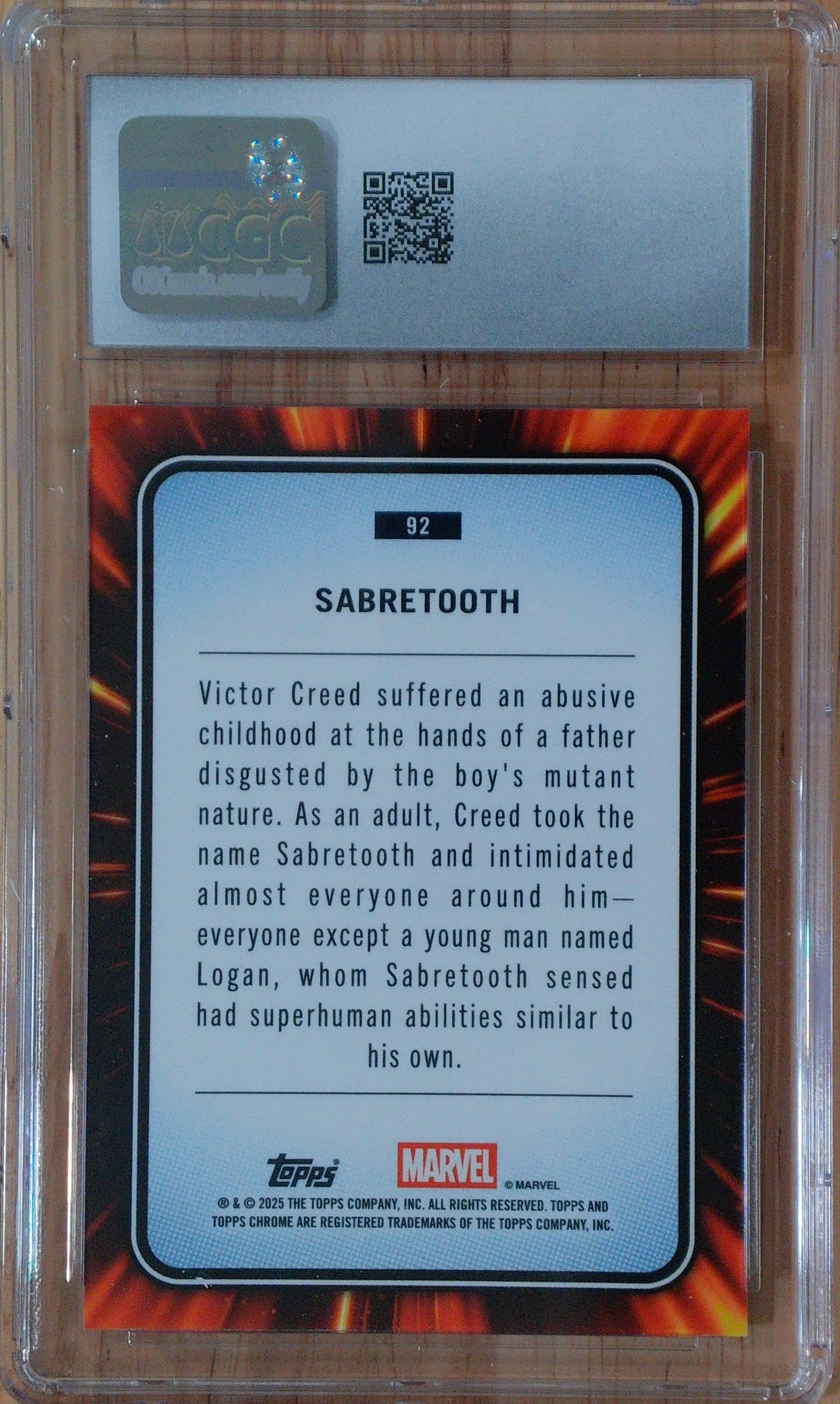 Sabretooth #92 - Marvel Chrome Sapphire - CGC 10 - Aqua Sapphire
