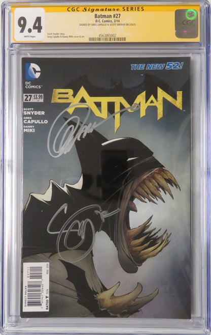 Batman #27 - CGC SS 9.4 - Signed by Capullo and Snyder