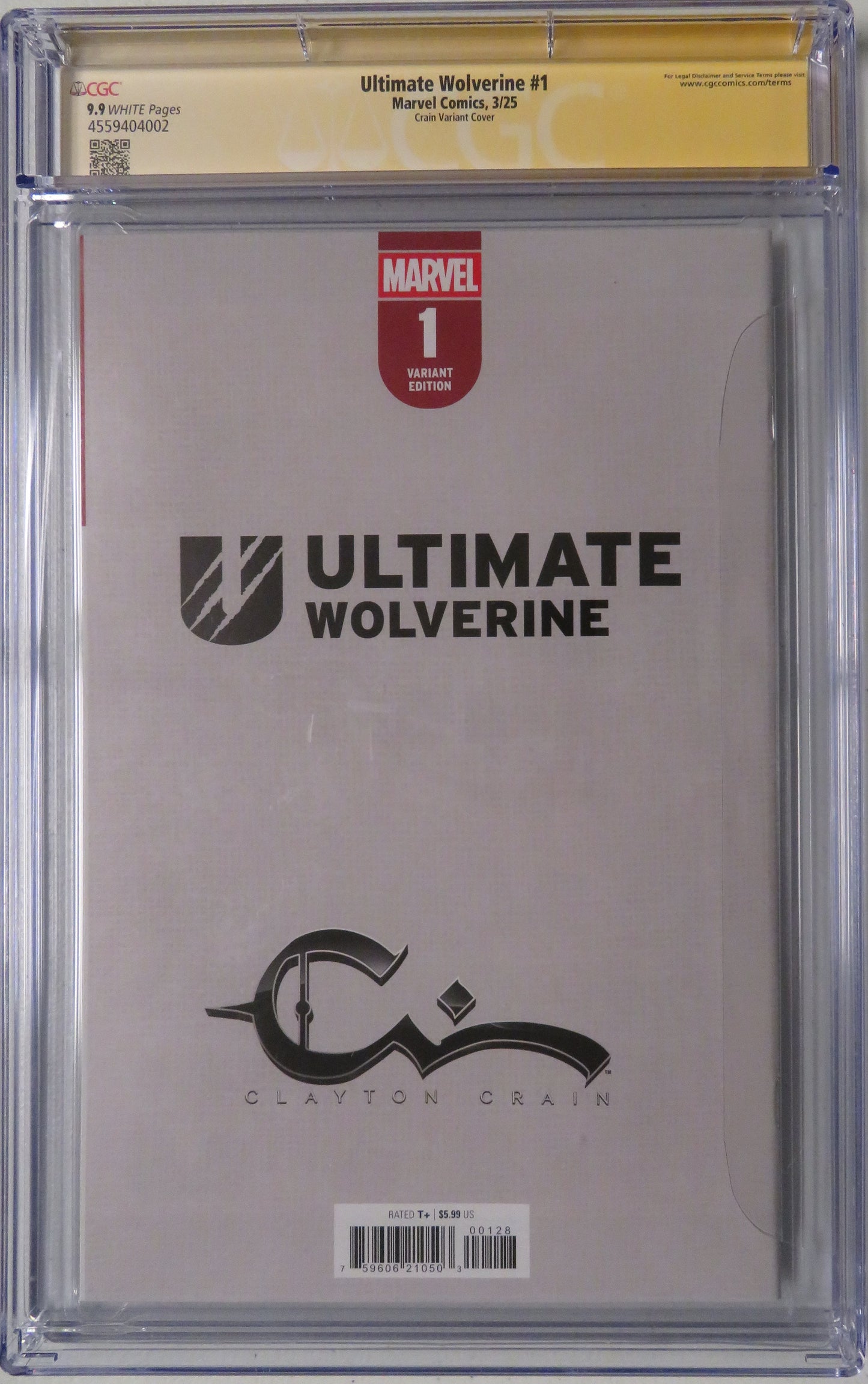Ultimate Wolverine #1 - CGC SS 9.9 - Clayton Crain Exclusive Signed with Crain Infinity Sig