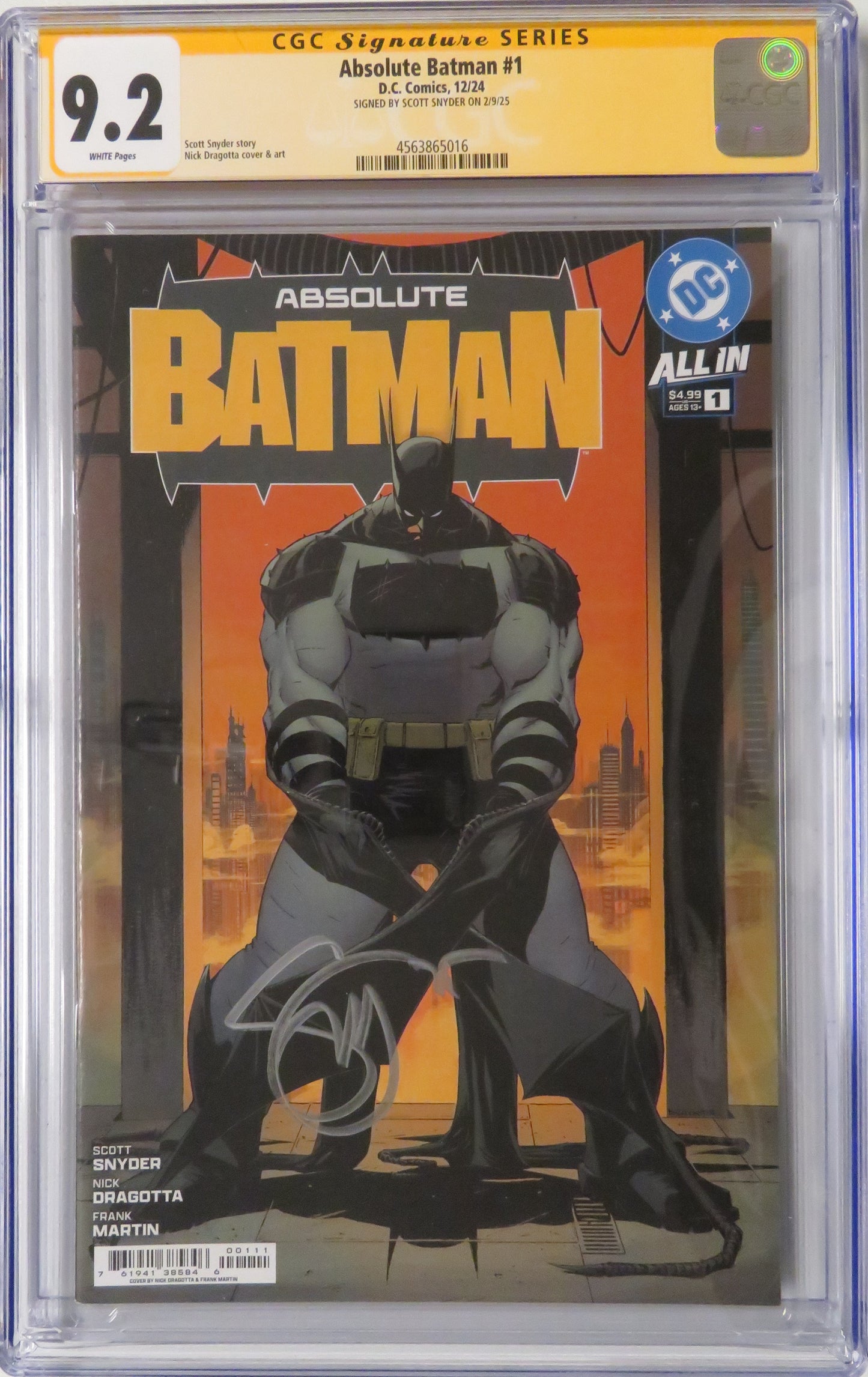 Absolute Batman Vol 1 #01 - Cover A Nick Dragotta CGC SS 9.2 Signed by Scott Snyder