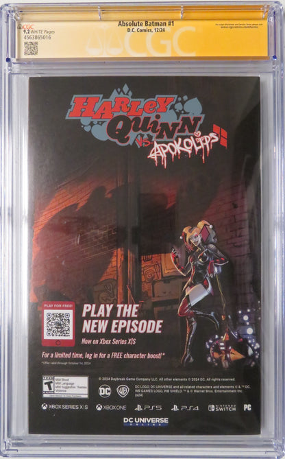 Absolute Batman Vol 1 #01 - Cover A Nick Dragotta CGC SS 9.2 Signed by Scott Snyder