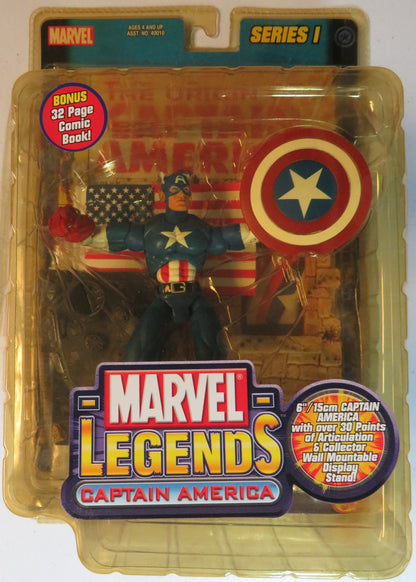 Marvel Legends Action Figures - Series I - Captain America - Yellowed Package